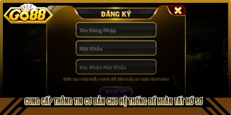 Cung cấp thông tin cơ bản cho hệ thống để hoàn tất hồ sơ đăng ký