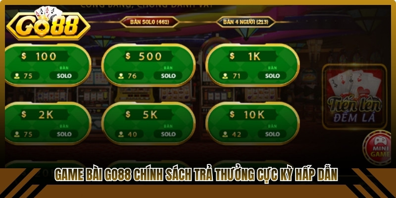 Game bài Go88 giữ chân khách hàng nhờ chính sách trả thưởng cực kỳ hấp dẫn